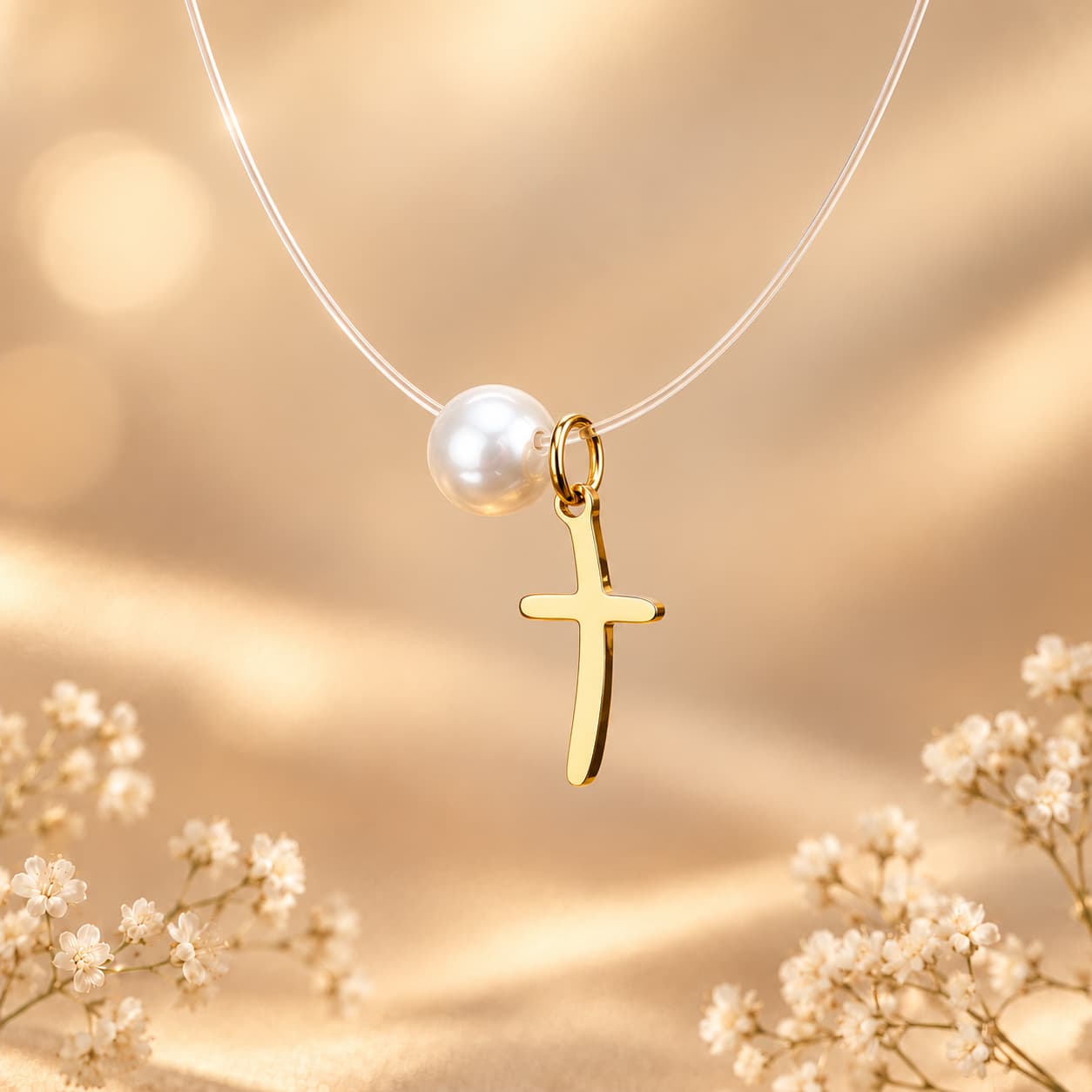 Nevidljiva ogrlica Cross Pearl – fotografija 1 od 2